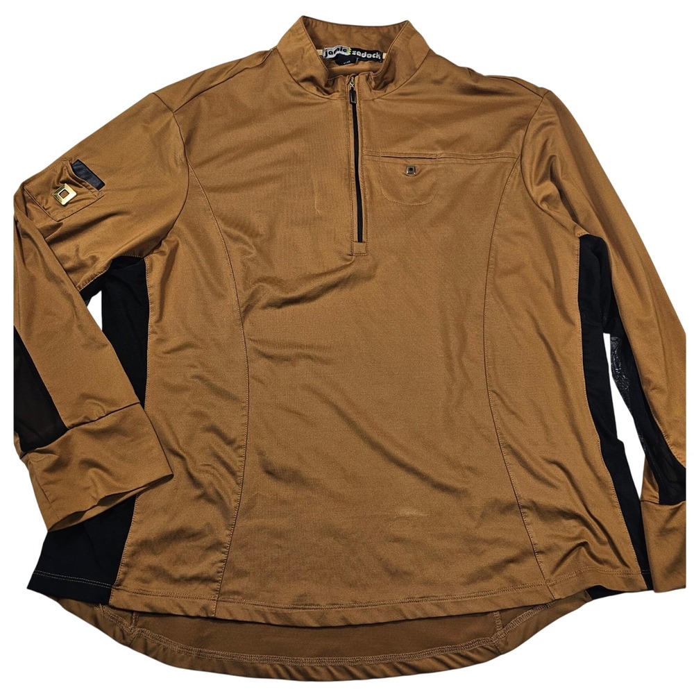 Jamie Sadock Womens XXL Quarter Zip Golf Top Brown Black Mesh Pullover Mock Neck
